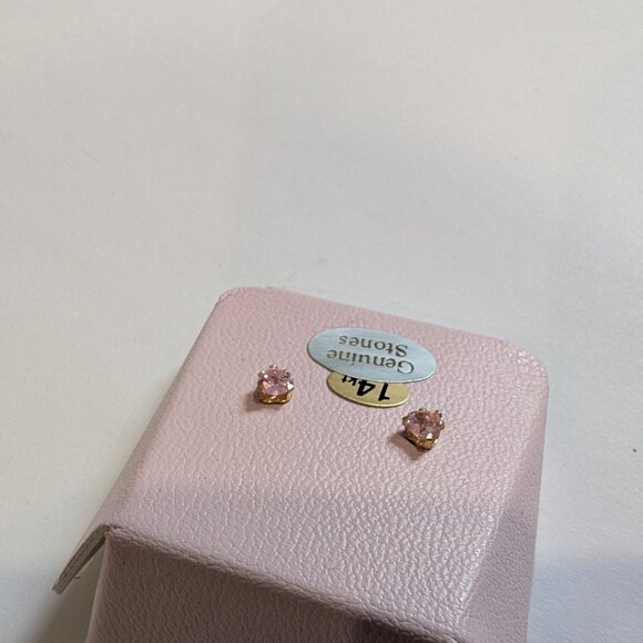 Brand New 14K Gold Pink CZ Earrings For Sale - Picture 3 of 7